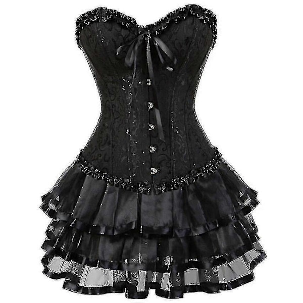 Seksikkäät korsettimekot naisille, plus-koko, ylitoppa burleski-korsetti ja minihame-setti, tutu-korsetti only Corset 4XL