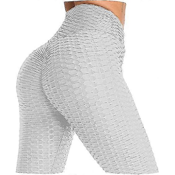 Buttlyftande Anti Cellulit Leggings för Kvinnor Högmidjade Yogabyxor White L