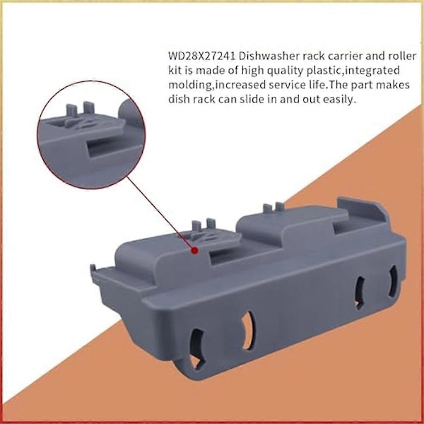 4-pack WD28X27241 Diskmaskinskorgar Rack Carrier och Roller Kit