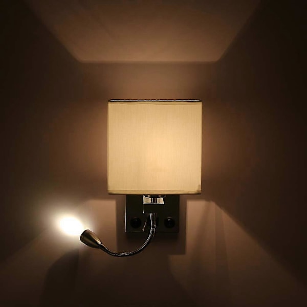 LED Vägglampa Sänglampa Sovrum Applikation med Strömbrytare USB (Utan Glödlampor)