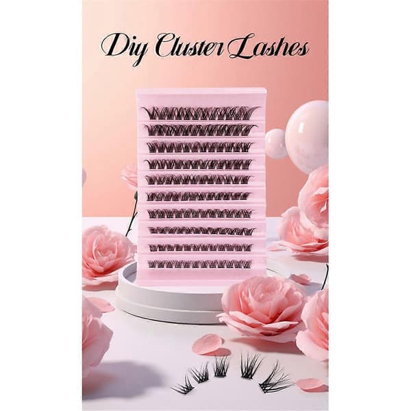 D02 DIY Klyngevipper Volum Naturlige Segmenterte Øyevipper Bunter