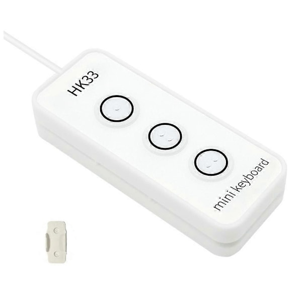 3 Tangenter USB Makro Programmeringsknappsats Vit