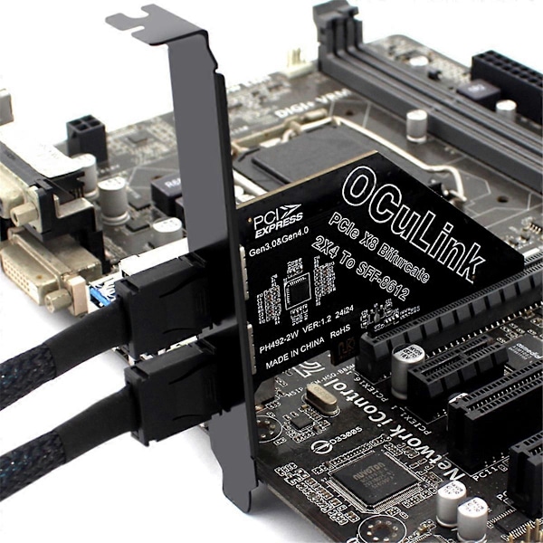 PCIe4.0 X8 till 2-portars SFF8611&8612 Oculink expansionskort