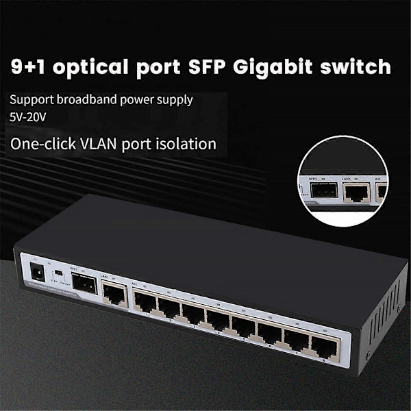 10-portars Gigabit Switch Ethernet Splitter Nätverk Switch Eu-kontakt