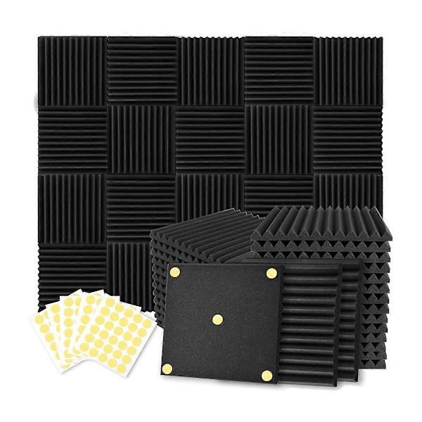 52-pack Akustikskumplattor 1 X 12 X 12 tum Ljudisolerande Ljudreducerande Kilpaneler för Hemmakontor Inspelningsstudio