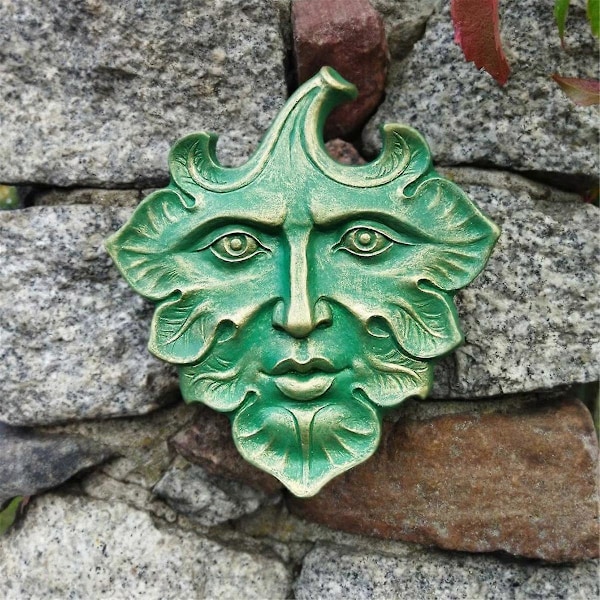 The Green Man Seinätaideveistos Premium-laatuinen valurautainen seinälaatta, Vihreä mies, Kevät, Fantasia Koristeveistos