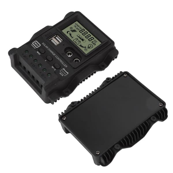 K1688 Solar Charge Controller PWM Dual DC med Sort Skal Solpanel Regulator til Hjemmet 10A
