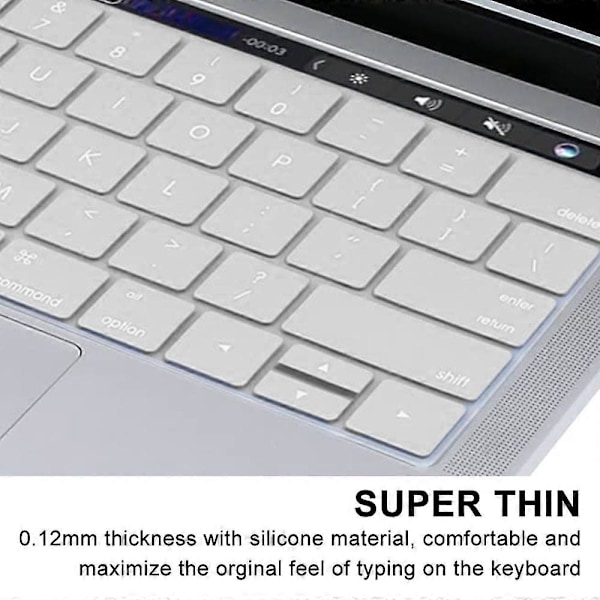 Erittäin ohut näppäimistön suojus, yhteensopiva Macbook Pro:n kanssa Touch Bar 13/15 tuumaa (A1706 / A1707) -näppäimistö - US-asettelu (hopea)