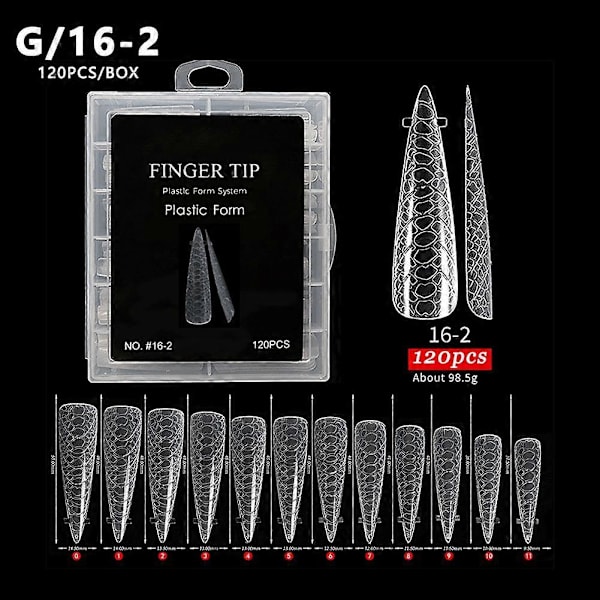 120 st Poly Dual Forms Nagelgel Snabb Byggformar Tips Nagel Förlängningsverktyg Set G