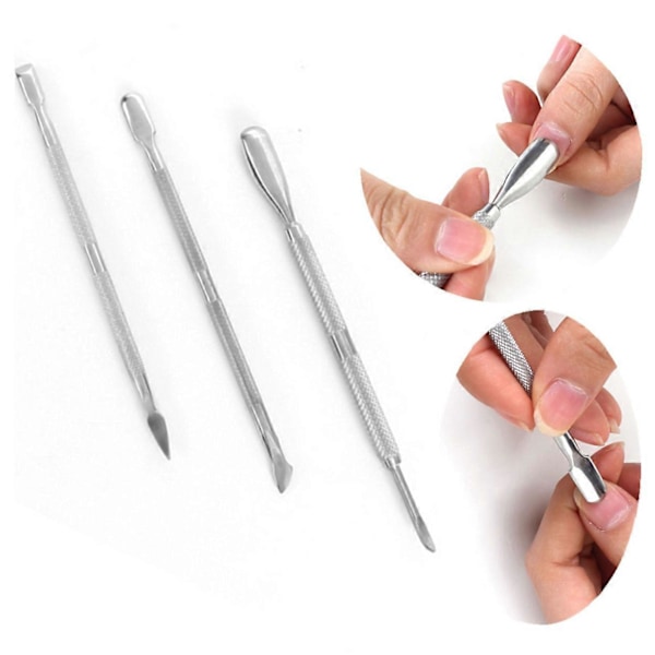 3 st Nagelkonst Rostfritt Stål Sked Pusher Manikyr Pedikyr Set