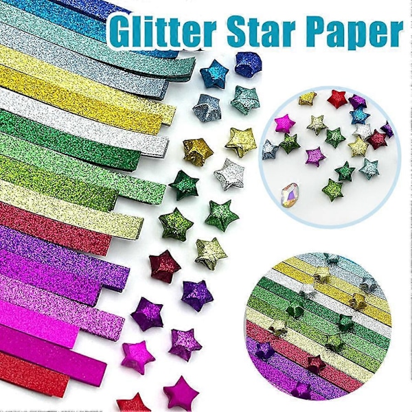 Glitter Diamant Stjärnpapper Frostat Vikstjärna DIY Handgjord Origami Gradient