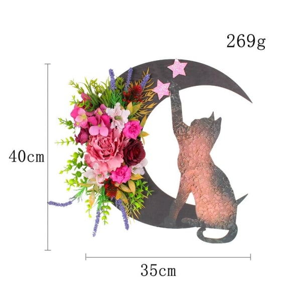 måne Katt Garland Halloween Dekorationer Dörrhängande dekoration ett knippe blommor 30cm L3-30