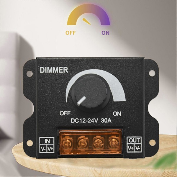 Justerare DC 12-24V 30A/Ingen Strobe med Vredbrytare LED Ljusdimmer