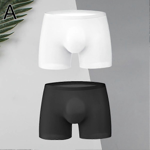 Saumattomat Ice Silk -alushousut miehille, yksiväriset mukavat alushousut Black White L
