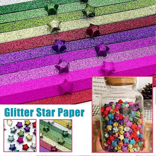 Glitter Diamant Stjärnpapper Frostat Vikstjärna DIY Handgjord Origami Gradient