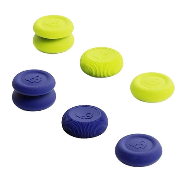 6 st Tumgrepp Set Joystick Kåpa Tumspaksskydd för Gul Blå