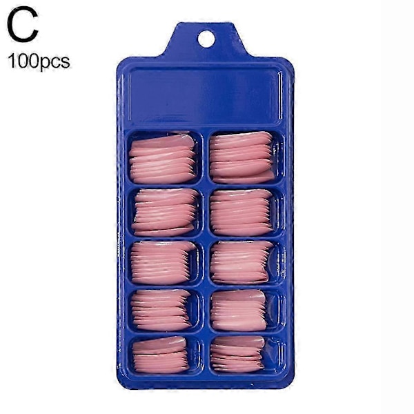 2025 100 st/set Godisfärg Full Täckning Lång Enfärgad Naken Falsk Nagel Dark pink