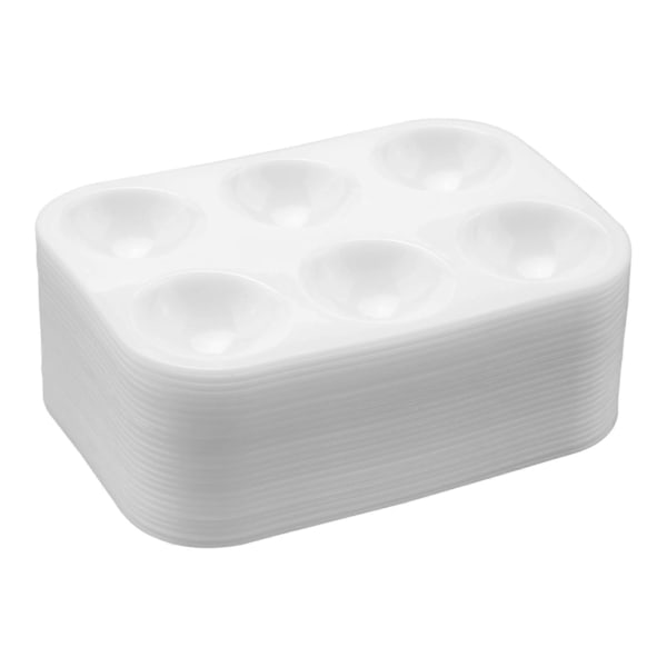24 Stykker Plastik Malepaletter 6 Brønde Rektangulær Akvarelpalette