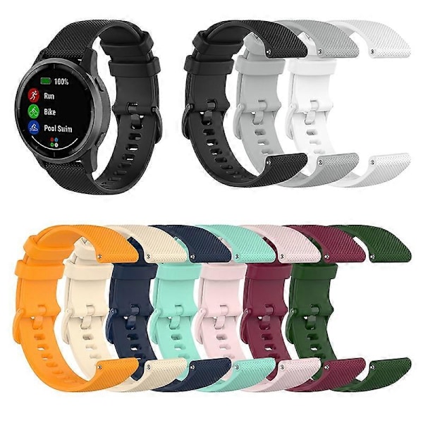 20/22mm Udskiftelig Silikone Urrem Kompatibel Samsung Kompatibel Huawei Smart Watch Black 20mm
