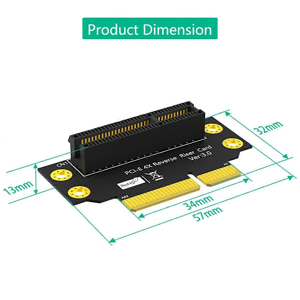PCI-e 4X 3.0 90 asteen käänteinen uros-naaras -nousukortti 2U-palvelimelle