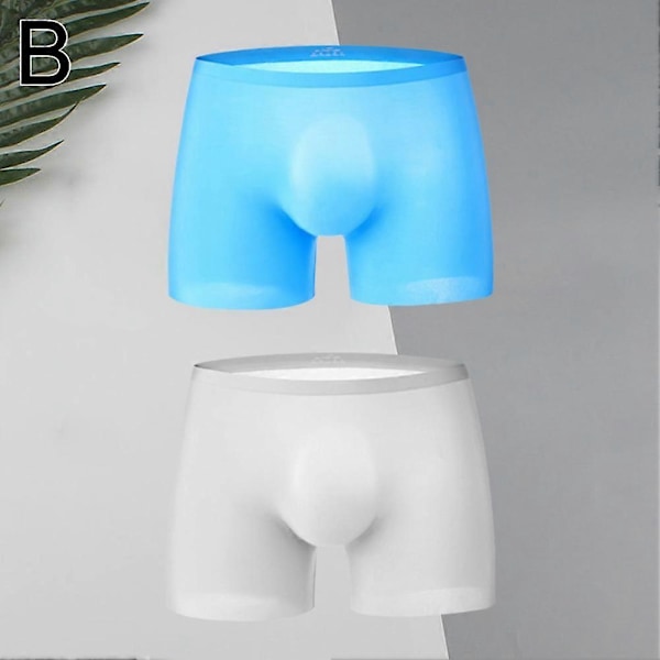 Saumattomat Ice Silk -alushousut miehille, yksiväriset mukavat alushousut Blue Grey XXXL