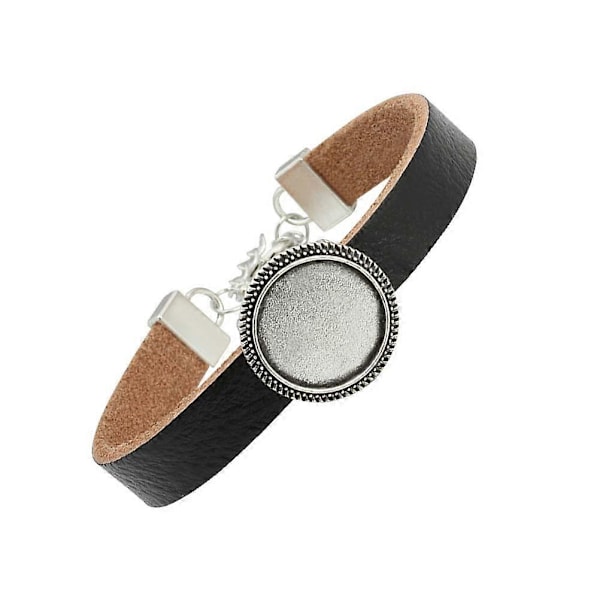1 st DIY Läderarmband med Smyckesbas DIY Smyckestillverkning för Kvinnor Damer (Silver)