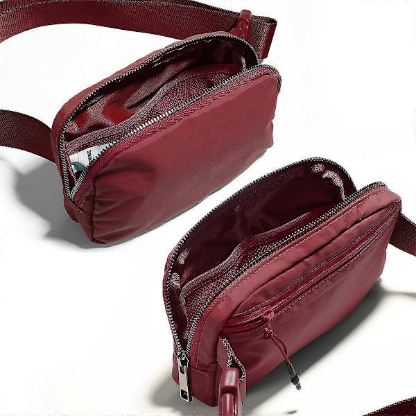 KXJ-Bältesväska för Kvinnor Trendiga Magväskor Crossbody Väska Midjeväska för Vandring Promenader Cykling Resor Burgundy