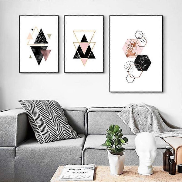 3 st Nordisk Geometrisk Väggkonst Canvas Målning (Oramad) 21cm x 30cm