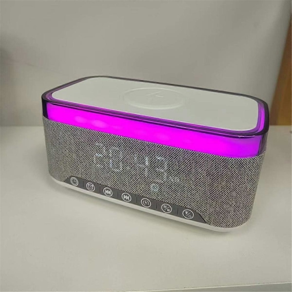 Bluetooth-kaiutin lataus-LEDillä ja herätyskellolla - valkoinen