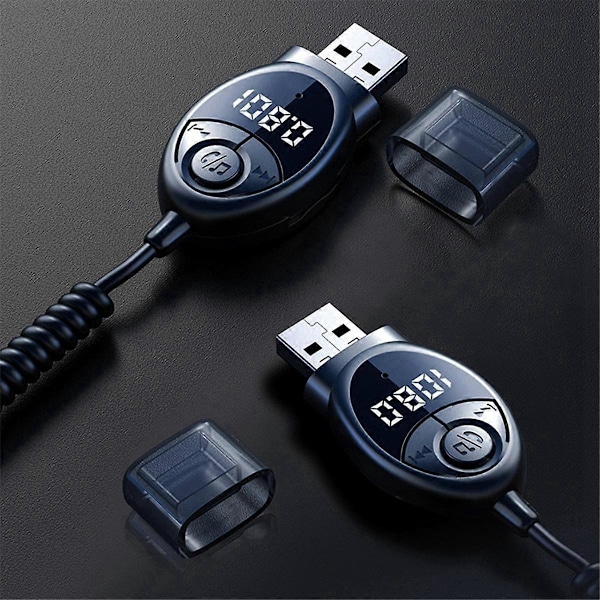 Bluetooth 5.3 Trådlös FM-sändare för bil USB till 3,5 mm Jack Audio Musik Mikrofon Handsfree Adapter för Bilhögtalare