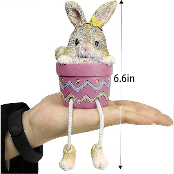Påskhare Figurin, Set med 2 Resin Krukhare Hyllsittare med Hängande Ben