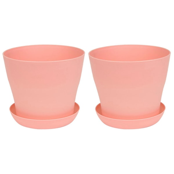2 st Blomkruka med Fat Stor Öppning PP Dräneringshål Växtbehållare för Balkong Pink S