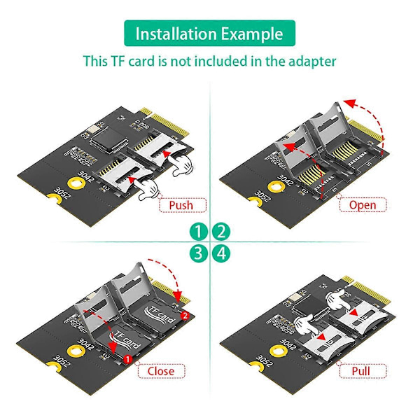 Kaksi Micro-SD-kortinlukijaa, TF-kortti NGFF M.2 Key B -lukijaan