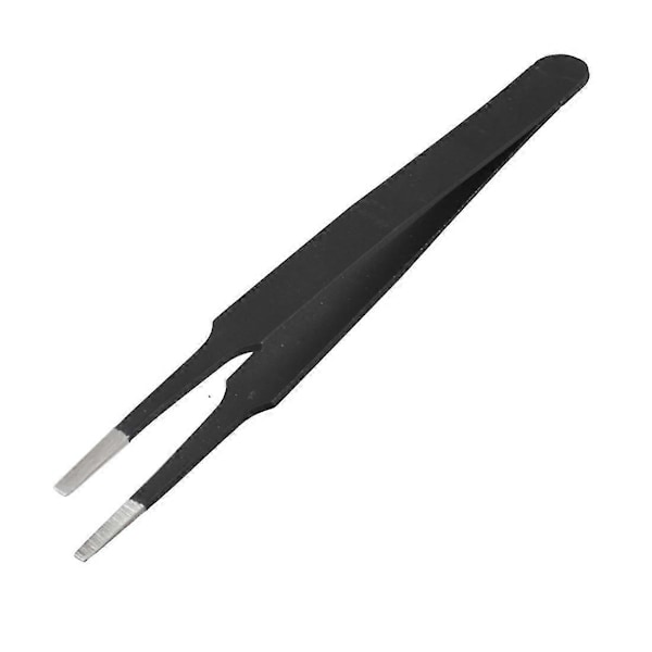 Antistatiske flade firkantede spidser lige pincet i rustfrit stål 12 cm lang sort