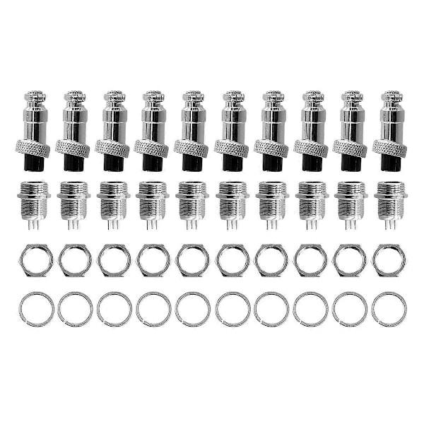 10-pack M12 3-Pin 12mm Aviation Kontakt Hane + Hona Cirkulär