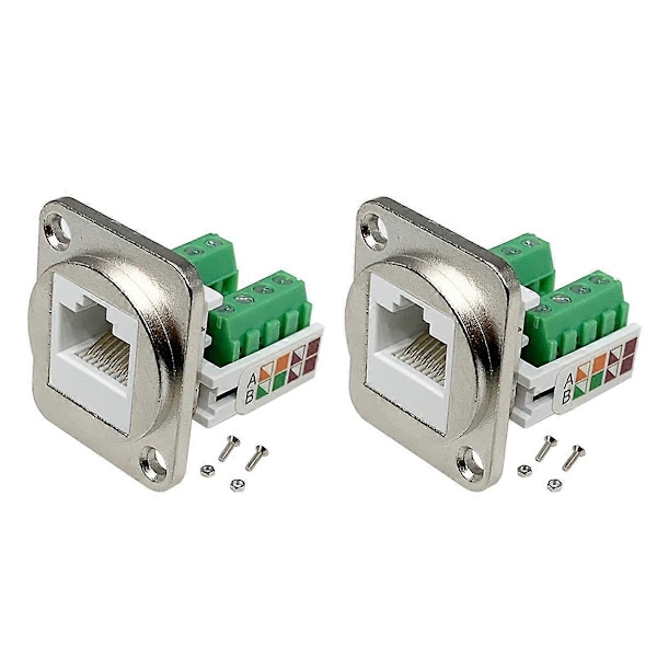 2 st RJ45 Panelmonterad Skruvterminaladapter