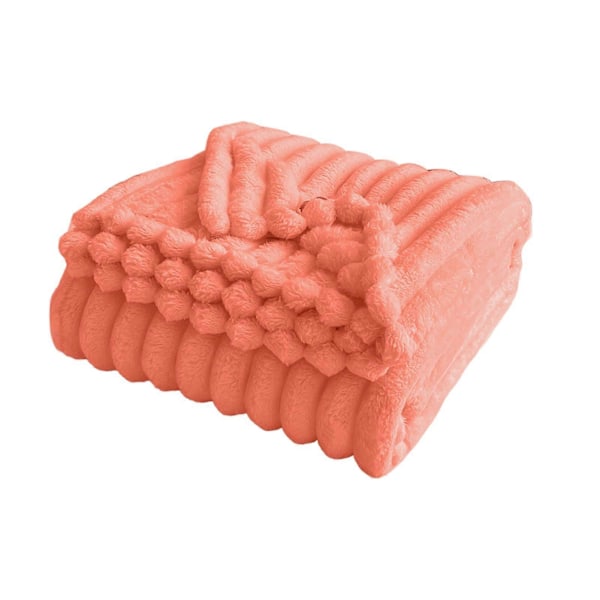 Sommer AC Flanel Tæppe Fortykket Dobbeltsidet Plys Stribet Tekstur Ensfarvet Kontor Lur Hjem Seng Sofa Rejse Hyggeligt Varmt Vintertæppe Orange 70cm