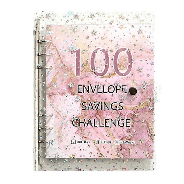 100 Kuvert Utmaning Pärm Sparpärm för Spara 5050 Rosa