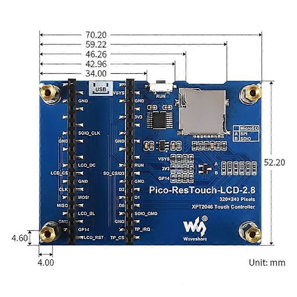 för Pico 2,8-tums skärm 262K LCD-modul