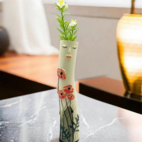 Flickor Ansikte Vas Ornament Blomkruka Vas Konstgjorda Växter Hållare C