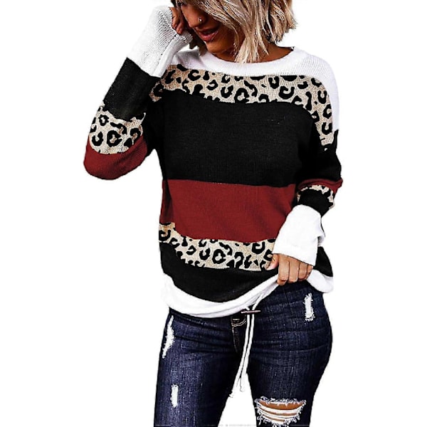 Efterårs Sweaters Rund Hals Stribet Sød Vinter Pullover Sweaters Til Kvinder Trendy 2023 Snøre Medium Printed Red