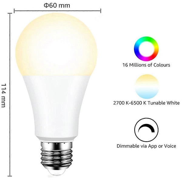 Tuya Zigbee Smart LED-lampa 15W E27 Smart Glödlampa Röststyrning Kompatibel med för och Home Dimbar