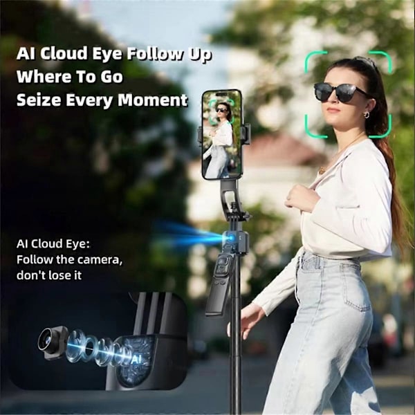 C17 Monopod 360 Auto-Rotation AI Tracking Shootings Tripod Bluetooth Shutter til Telefonholder Trådløs Selfie Stick