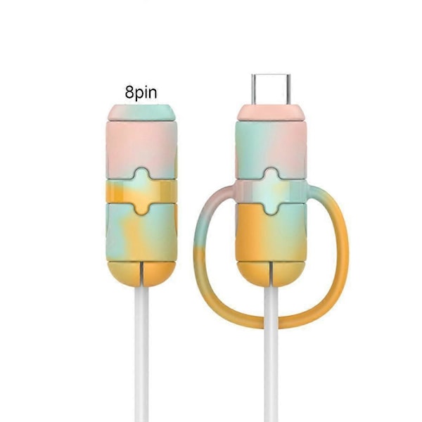 2 kpl Silikoninen Latauskaapelin Suojakotelo Murtumaton Datalinjan Johdon Suoja Käämisuojus Kaapelin Kääre Yhteensopiva Iphone Androidille Typelle Orange Apple