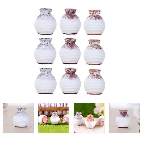 9 st Mini Vas Prydnader Simulering Vas Dekorationer Harts Vas Modell Ornament