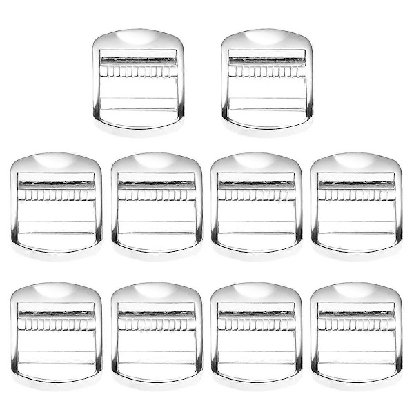 10 st Glidspännen Zinklegering Väska Rem Justeringsspännen för Ryggsäck Axelväska Resväska (Silver, 24mm)