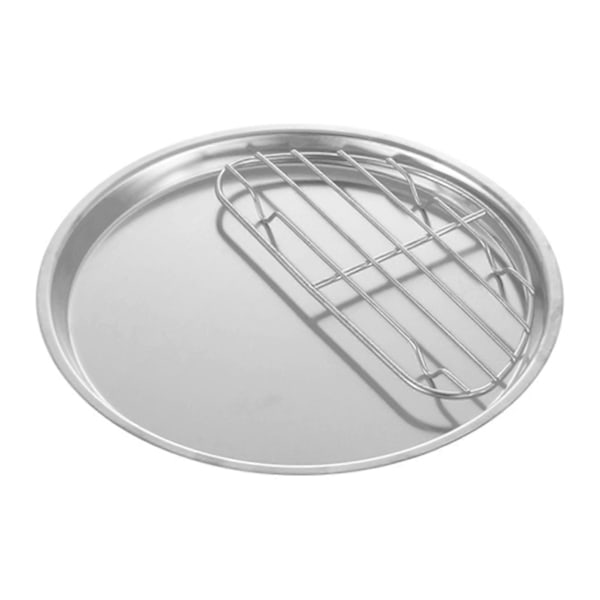 Fruktgodis Tallrik Multifunktionell Servis Ultralätt Modestil 304 Rostfritt Stålbricka för Matsal Silver 26cm