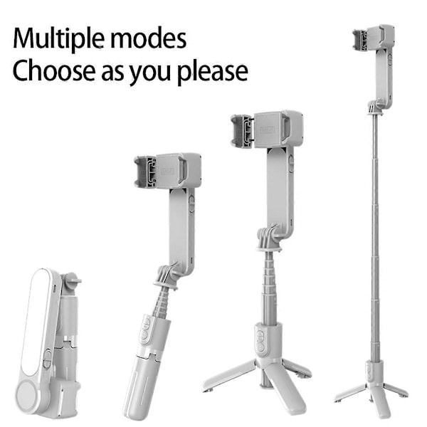 Håndholdt Gimbal Stabilisator Bluetooth Selfie Stick Holder Hvid