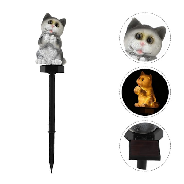 Botanisk Dekor Landskapsbelysning Solcelle Kattehage Stake Solcellelamper Solcelle Katte Stake Lampe