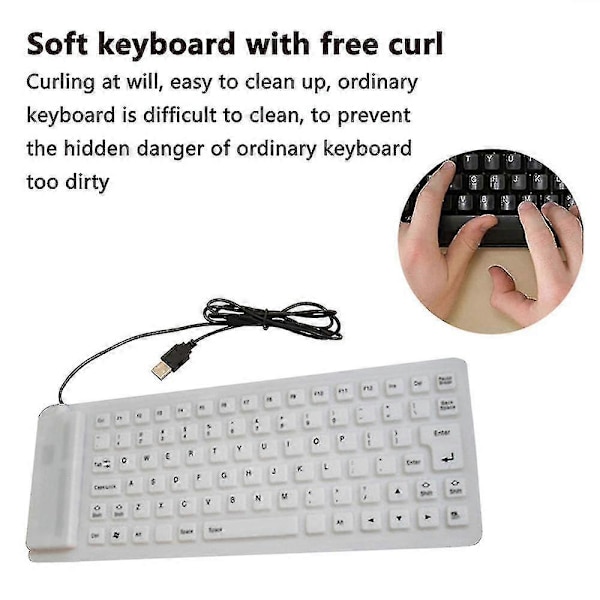Silic 85 Tasters Blødt USB Foldbart Bærbart Kablet